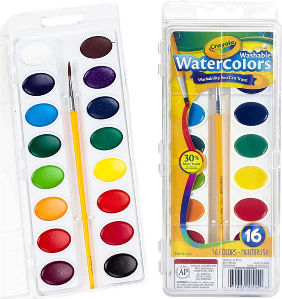 Watercolor Pan w/Brush 16 Colors (Crayola)
