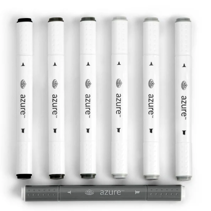 Markers AZURE Grayscale 7ct.
