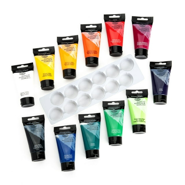 Acrylic Paint Set (12 Paints + 1 Mixing Palette)