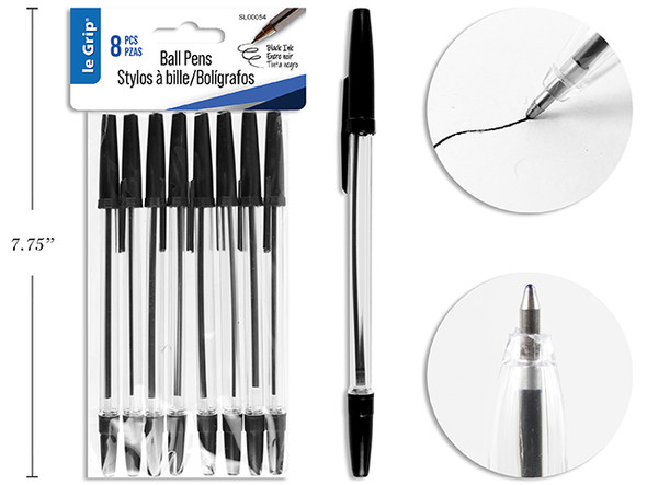 Ball Point Pen-Black 8ct.