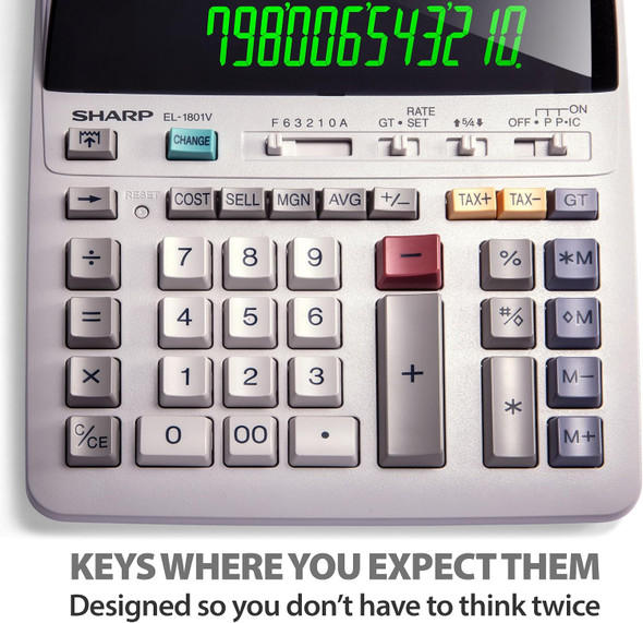 Printing Calculator Portable 12-Digit 2-Color AC Only (EL-1801V)