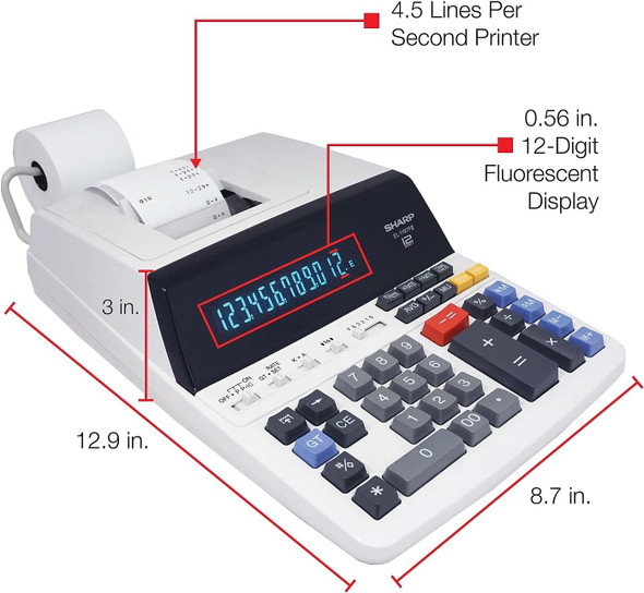 Printing Calculator 12-Digits HD 2-Color Print (EL-1197PIII)