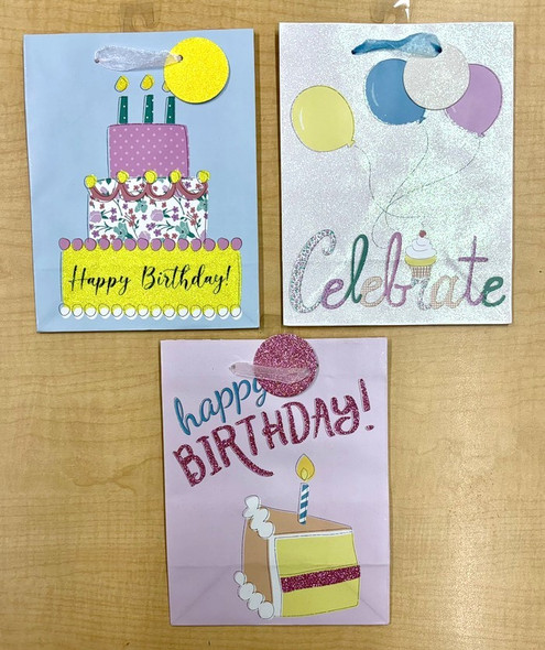 Gift Bags Happy Birthday Girl Design-Small 12Pk