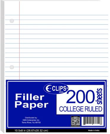 Filler Paper College Ruled 200 Sheets