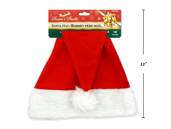 Santa Hat-Felt w/ Plush Fur Trim 17in
