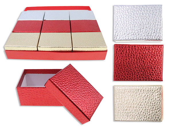 Gift Boxes-Antique Metallic Embossed Leather  4.5in x 3-3/8in