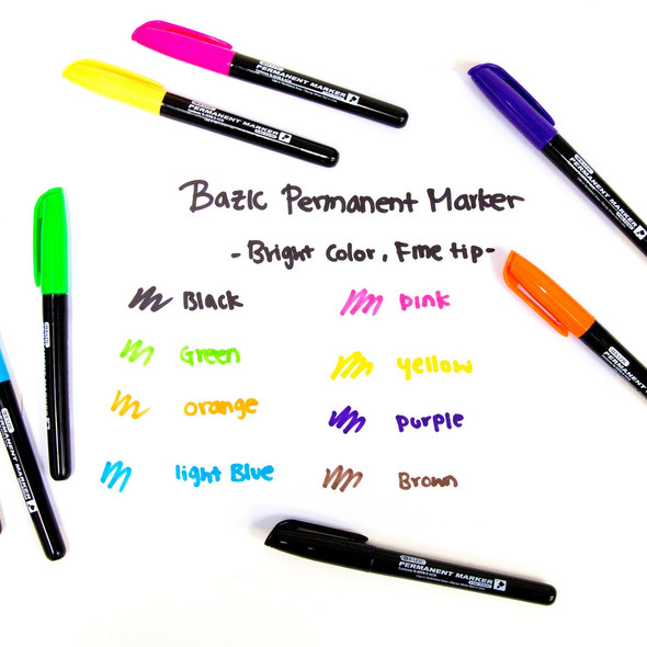 Markers Bazic Assorted Colors/Fine Tip 8ct.  (Pocket Clip)
