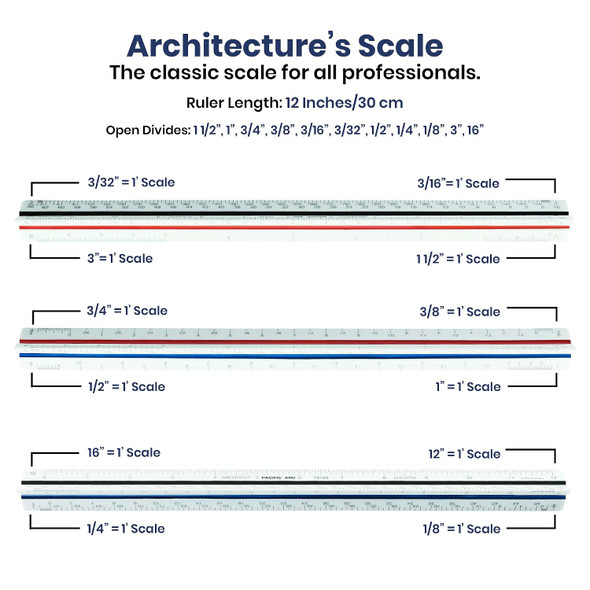 Architect Scale 12" Color Code/Triangular Design