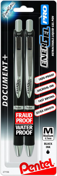 Pen EnerGel Pro Medium/Black (Liquid Gel) 2Pk (#27156)