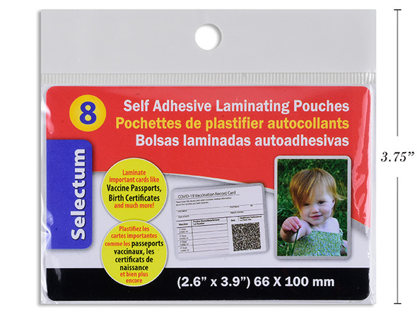 Laminating Sheets  2.6" x 3.9" Self-Adhesives 8Pk