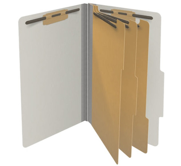 Partition Folder Letter 3-Division-8 Fasteners/Gray (10/Box)