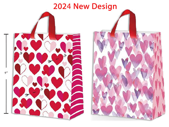 Gift Bags-Matte Heart w/Satin Handle (Medium) (MOQ:6)