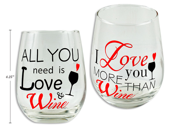 Wine Glass-Valentine Prints 450ml (Stemless) (Pre-Order)
