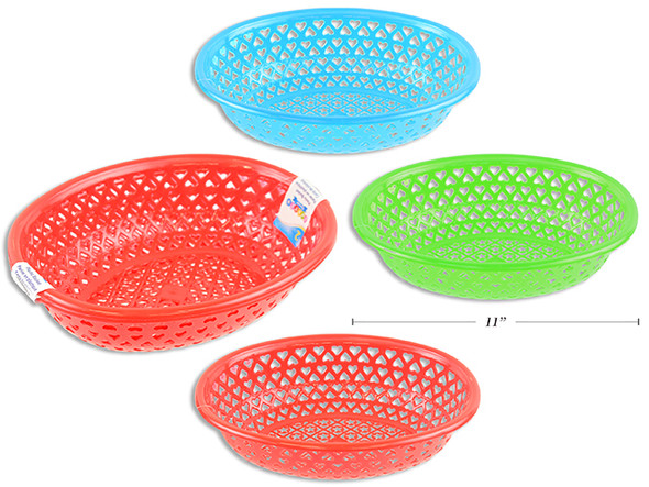 Basket-Woven/Plastic 11in x 8.5in (4 Assorted Colors)