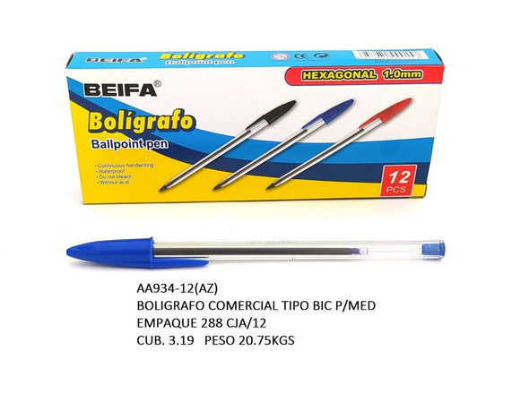 Ball Point Pen-Blue/Medium (Dozen)