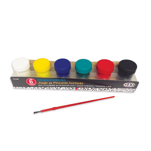 Acrylic Paint Set Primary Colors 6-.75 Fl Oz Assorted Colors