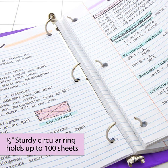 Binder-View 1/2" Purple/3-Rings/2 Pockets