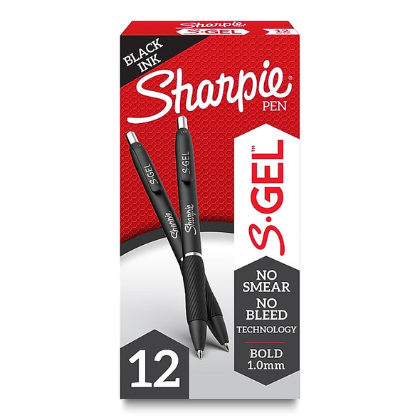 Pen Sharpie S-Gel Black/Bold (Dozen) (4/12) (ASG R4-P12) (Retractable)