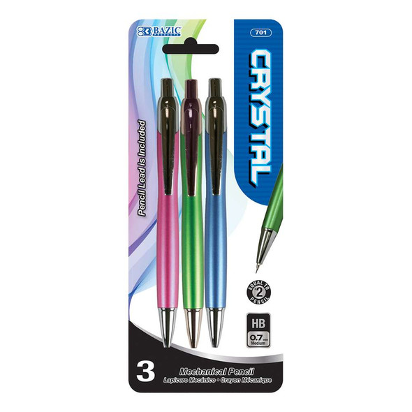 Mechanical Pencil 0.7mm CRYSTAL 3Pk