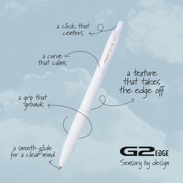 Pen G2 EDGE-Black Gel Ink/Fine 2ct.  (White Barrel)