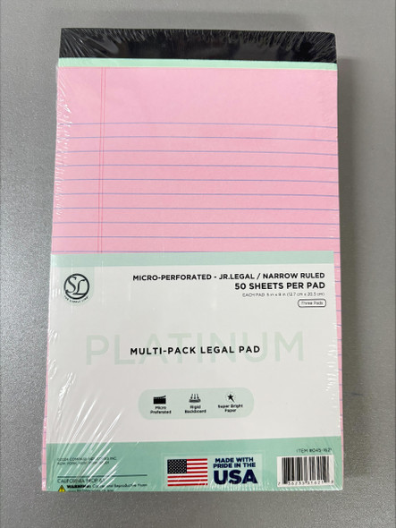 Writing Pad-Colors 5x8  3Pk