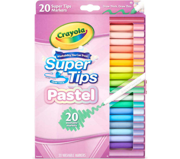 Markers Crayola 20Pk Super Tips/Pastel Colors-Washables