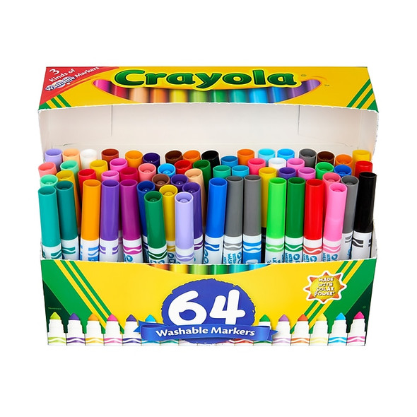 Markers Crayola 64Pk-Broad/Classic Colors-Washable