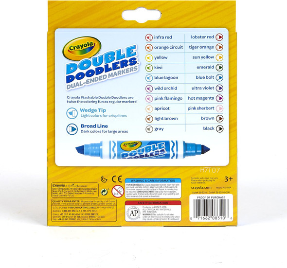 Markers Crayola 10Pk Double Doodlers/Washable