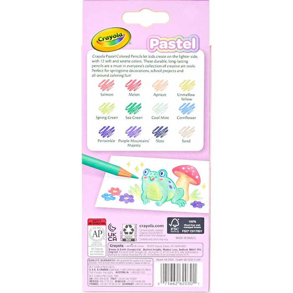 Colored Pencils 7" Pastel Colors 12Pk