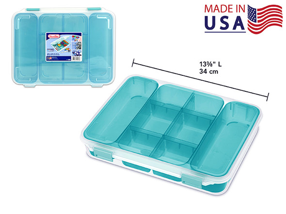 Box Organizer-Clear w/Slots Compartments & Lid (#1402)