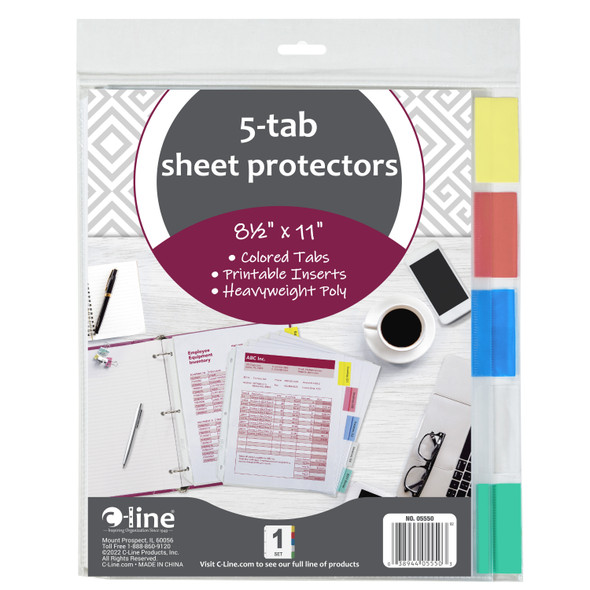 Sheet Protectors w/Color Index Tabs-Heavy-Duty (5 Tab Set)