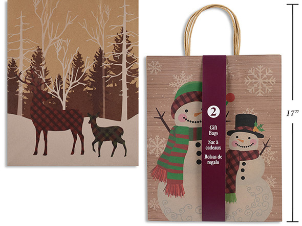 2pk Xmas Printed Kraft Giftbag - Large. 2 Asst. Brown Kraft w/ Twisted Kraft Handle. Paper Band
Country of origin: CN