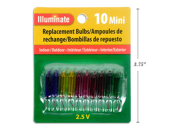 10pk 2.5V Mini Replacement Bulbs - Multi Colour. b/c Country of origin: CN
