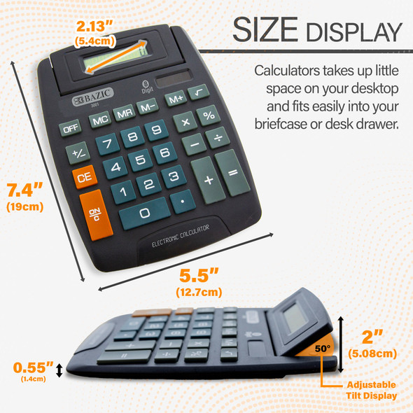 Calculator 8-Digits Desktop Large w/Adjustable Display