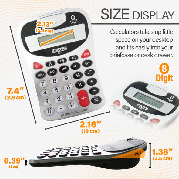 Calculator 8-Digits Desktop Silver w/Tone