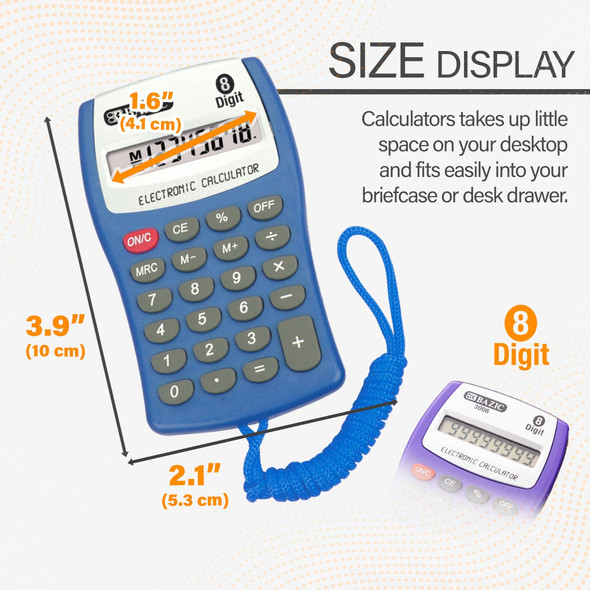 Calculator 8-Digits Pocket w/Neck String
