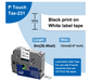 Labeling Tape TZE-231 Black Print on White Tape (1/2") 7ct.