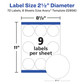 Round Labels Matte White-Laser/Inkjet 2-1/2"  8 Sheets (Waterproof) (72 Labels)