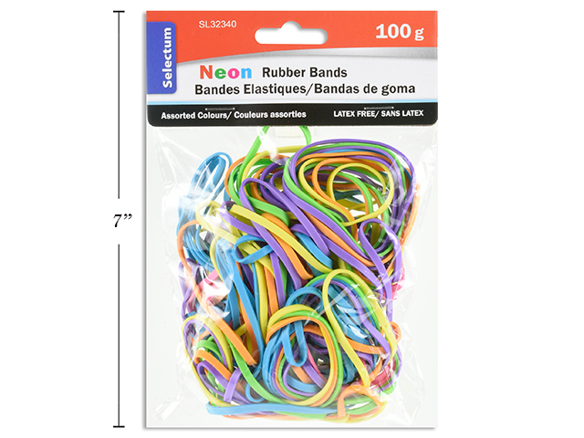 GLUN Neon Rubber Bands - 3 Inches Wide, 50 Grams, Assorted Fluorescent Colors, High Elasticity