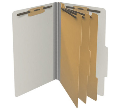 Partition Folder Letter 3-Division-8 Fasteners/Gray (10/Box)