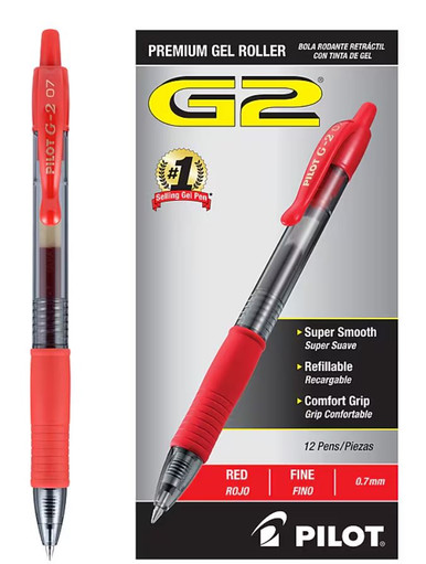 Pen G2 Retractable Fine/Red Ink (Dozen)
