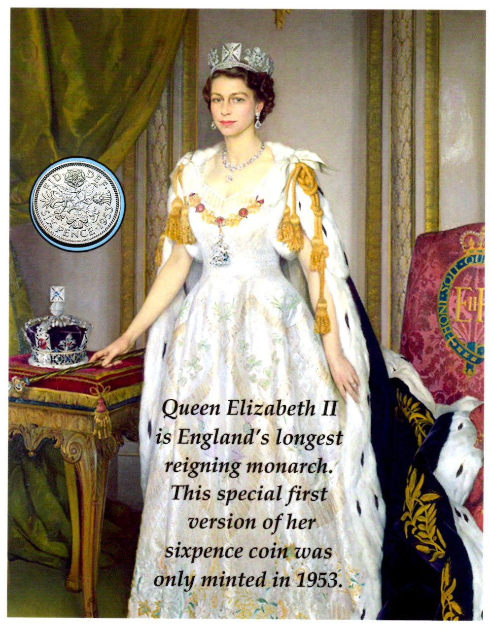 Queen Elizabeth's First Year Sixpence from 1953
