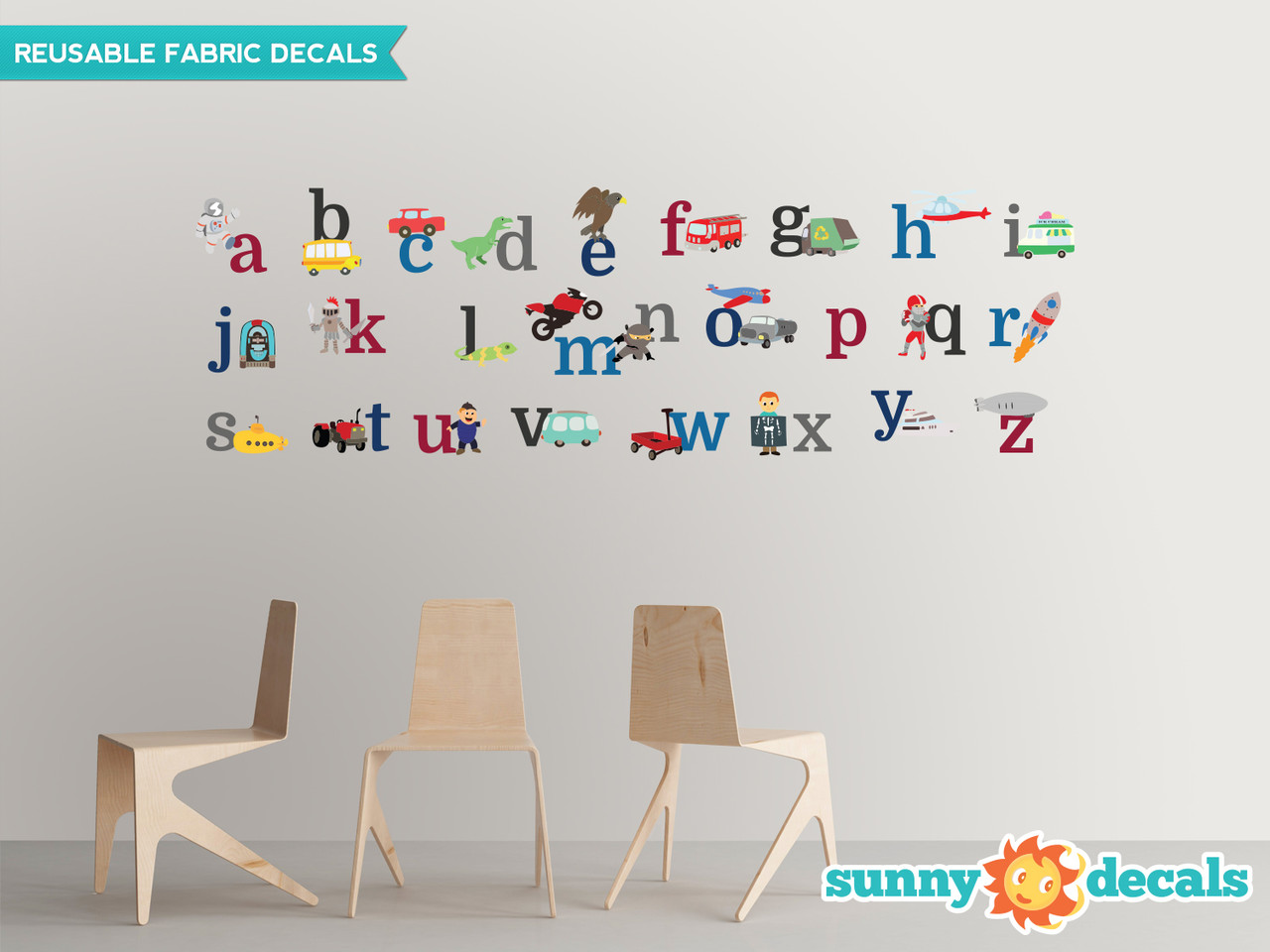 Dinosaurs Alphabet ABC Wall Decals Educational Stickers Nursery