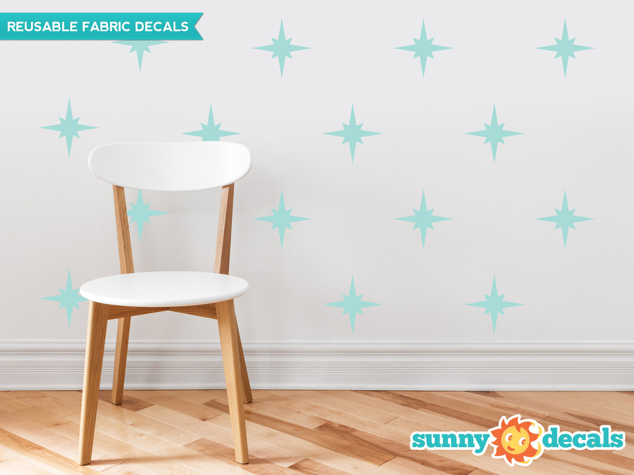 Retro Stars Fabric Wall Decals Set Of 22 Mid Century Modern Stars Sunny Decals