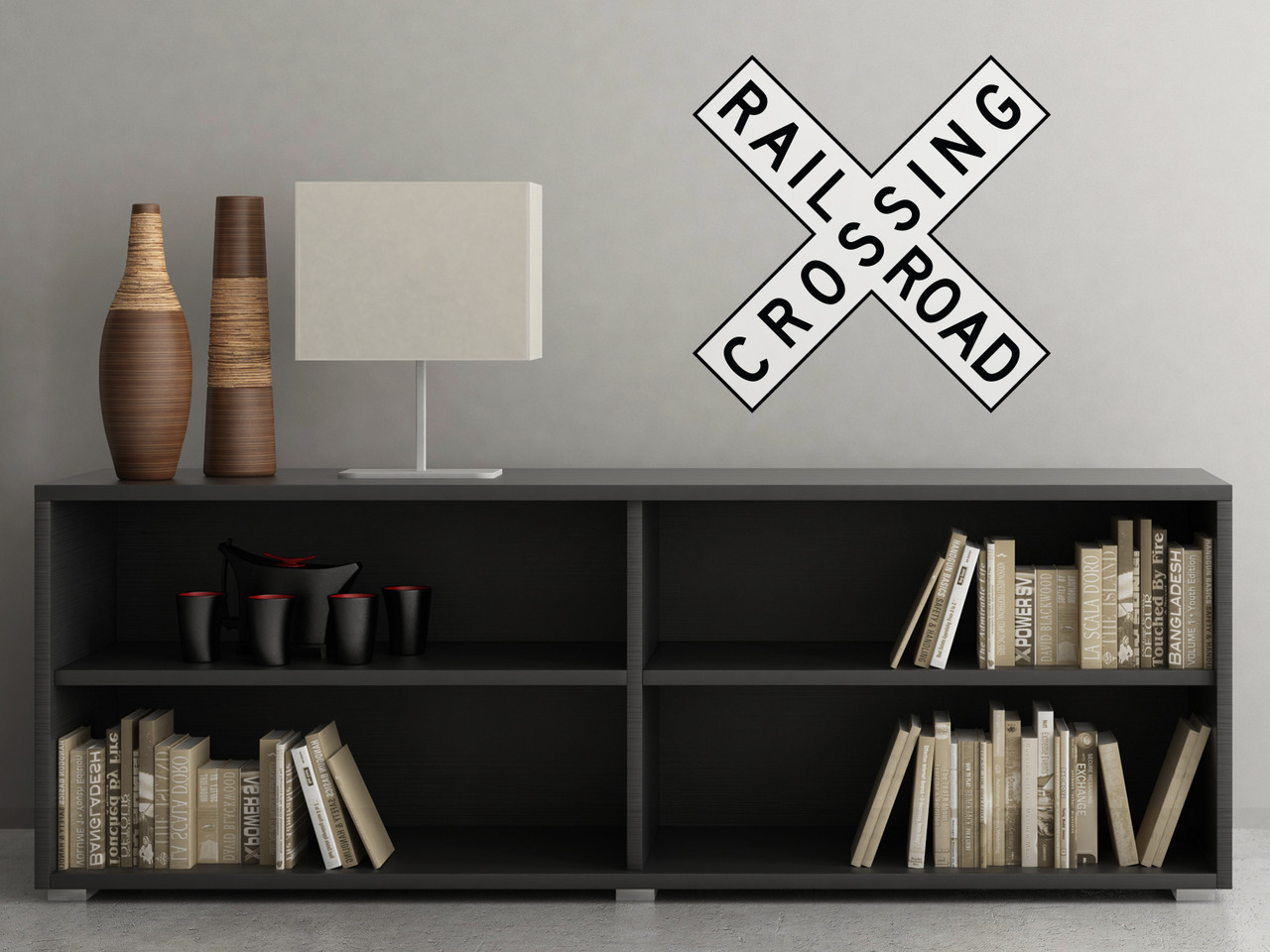 Rail Road Crossing Sign Fabric Wall Decal | Sunny Decals