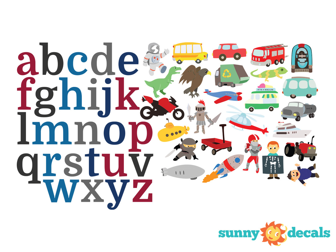 Alphabet Decals for Boys | Wall Decals | Sunny Decals