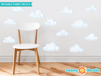 Modern Clouds Fabric Wall Decals - Set of 12 Clouds - Sunny Decals