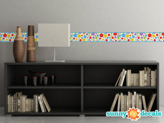 Polka Dot Fabric Wall Decal - Set of Two 25" x 5" Sections - Rainbow - Sunny Decals