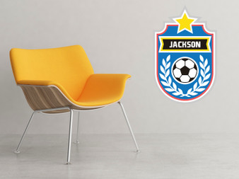 Personalized Soccer Badge Fabric Wall Decal - Custom Name Wall Art - Sunny Decals