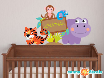 Jungle Name Fabric Wall Decal, Custom Name Sign Decal - Sunny Decals